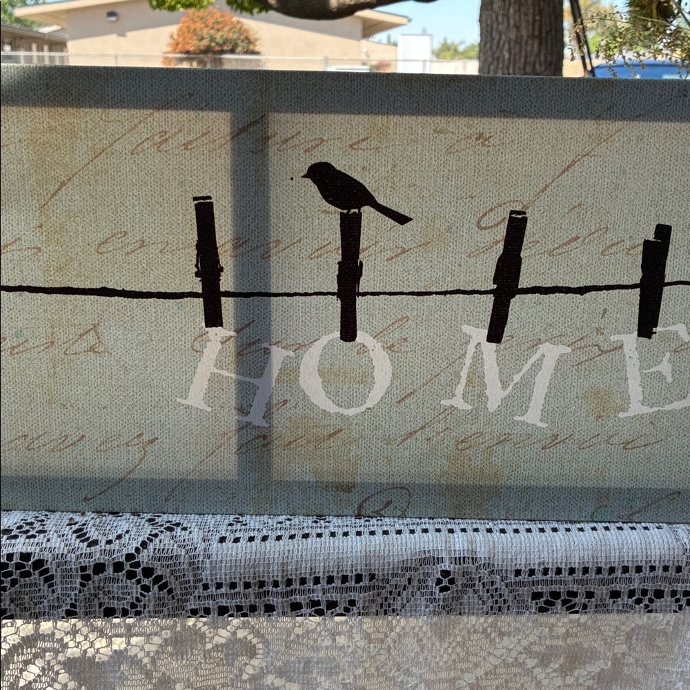 Birds on a Wire Wall Art - Aqua, Black, Cream